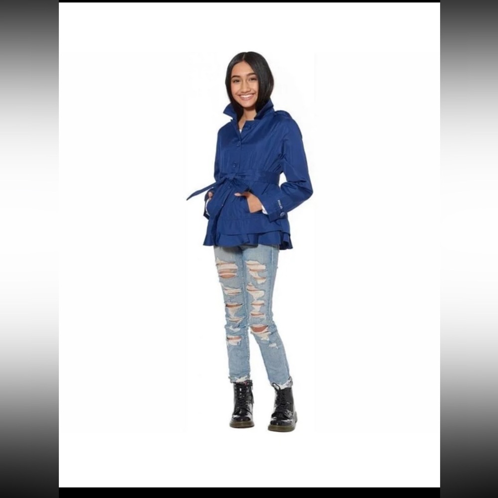 Like new! Girl’s London Fog Lined Blue Trench/Raincoat. Size10